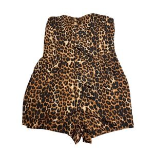 NWT Express Strapless Y2K Leopard Print Romper Sweatheart Lined Size 10 Playsuit